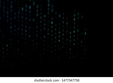 Dark Blue, Green vector layout with banking symbols. Illustration with dollar, USD, usa signs on white template. The pattern can be used as ads, poster, banner for payments.
