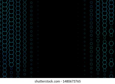 Dark Blue, Green vector layout with hexagonal shapes. Illustration with set of colorful hexagons. Pattern can be used for landing pages.