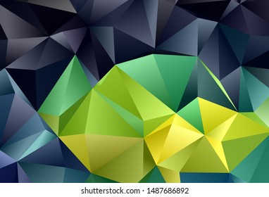 Dark Blue, Green vector layout with lines, triangles. Triangles on abstract background with colorful gradient. Pattern for booklets, leaflets