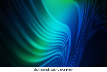 Dark Blue, Green vector layout with curved lines. Modern gradient abstract illustration with bandy lines. Colorful wave pattern for your design.
