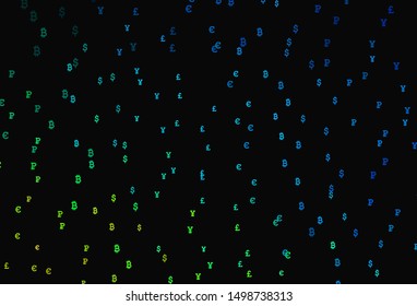 Dark Blue, Green vector layout with banking symbols. Shining illustration with signs of currency on abstract template. Design for business advert of economic, wealth.