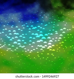 Dark Blue, Green vector layout with bright stars. Shining colorful illustration with small and big stars. Theme for cell phones.