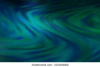 Dark Blue, Green vector layout with cosmic stars. Glitter abstract illustration with colorful cosmic stars. Pattern for astronomy websites.