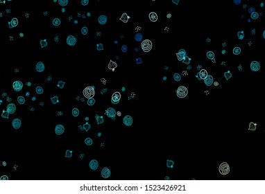 Dark Blue, Green vector layout with restaurant food. Glitter abstract sketch with gourmet food. Pattern for ad, booklets, leaflets of restaurants.
