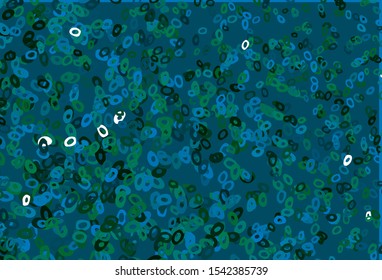 Dark Blue, Green vector layout with circle shapes. Glitter abstract illustration with blurred drops of rain. Pattern of water, rain drops.