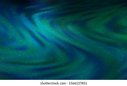 Dark Blue, Green vector layout with cosmic stars. Glitter abstract illustration with colorful cosmic stars. Pattern for astronomy websites.