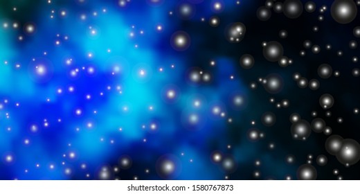 Dark Blue, Green vector layout with bright stars. Shining colorful illustration with small and big stars. Design for your business promotion.