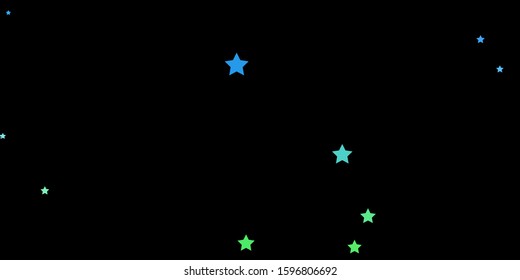 Dark Blue, Green vector layout with bright stars. Colorful illustration in abstract style with gradient stars. Pattern for wrapping gifts.
