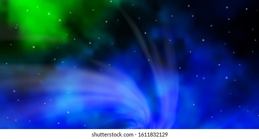Dark Blue, Green vector layout with bright stars. Colorful illustration with abstract gradient stars. Pattern for websites, landing pages.