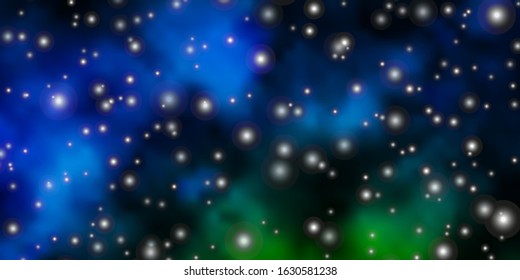 Dark Blue, Green vector layout with bright stars. Colorful illustration in abstract style with gradient stars. Theme for cell phones.