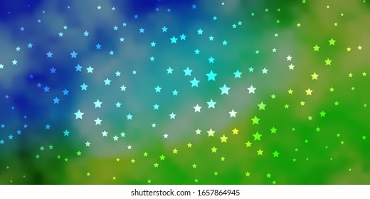 Dark Blue, Green vector layout with bright stars. Shining colorful illustration with small and big stars. Theme for cell phones.