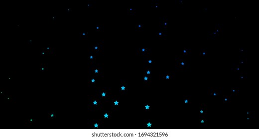 Dark Blue, Green vector layout with bright stars. Shining colorful illustration with small and big stars. Pattern for websites, landing pages.