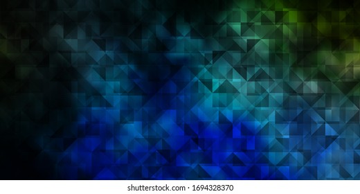 Azul oscuro, Diseño vectorial verde con líneas, triángulos. Triángulos sobre fondo abstracto con degradado colorido. Patrón para sitios web.