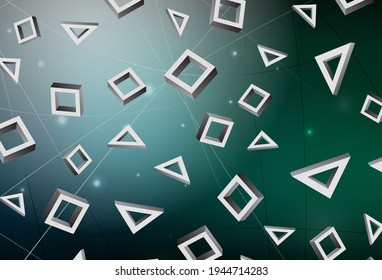 Azul oscuro, diseño vectorial verde con líneas, rectángulos. Ilustración de gradiente abstracto con rectángulos. Mejor diseño para tu anuncio, afiche, banner.