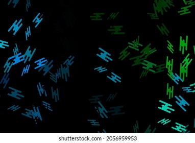 Azul oscuro, diseño vectorial verde con líneas planas. Ilustración abstracta geométrica moderna con staves. Mejor diseño para tu anuncio, afiche, banner.