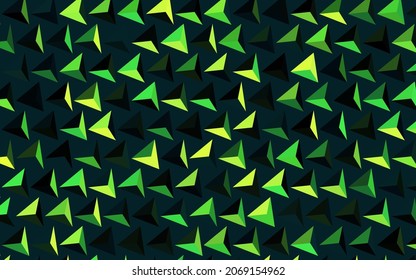 Azul oscuro, diseño vectorial verde con líneas, triángulos. Ilustración de gradiente abstracta con triángulos. Diseño elegante para tapices.
