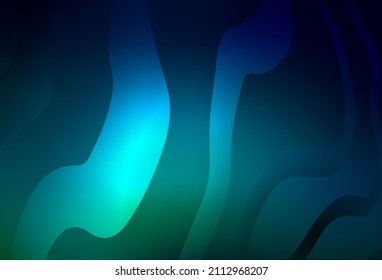 Azul oscuro, diseño vectorial verde con líneas curvas. Ilustración inteligente en estilo abstracto con líneas de degradado.  Nueva composición para tu libro de marcas.