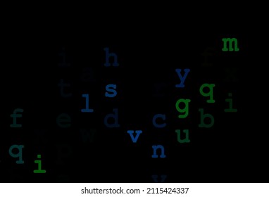 Dark blue, green vector layout with latin alphabet. Shining colorful illustration with isolated letters. Best design for your ad, poster, banner of college.