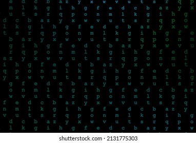 Dark blue, green vector layout with latin alphabet. Modern geometrical illustration with ABC english symbols. The pattern can be used for school, grammar websites.
