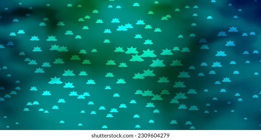 Dark Blue, Green vector layout with bright stars. Shining colorful illustration with small and big stars. Pattern for new year ad, booklets.