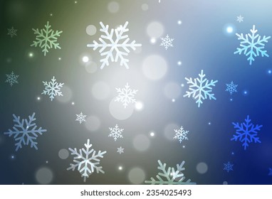 Azul oscuro, diseño vectorial verde en estilo Año nuevo. Ilustración de gradiente simple con atributos de Navidad. Mejor diseño para un afiche de la universidad, pancarta.