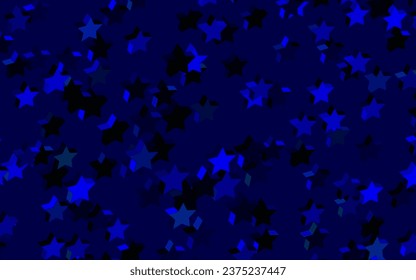 Dark Blue, Green vector layout with bright stars. Stars on blurred abstract background with gradient. Best design for your ad, poster, banner.