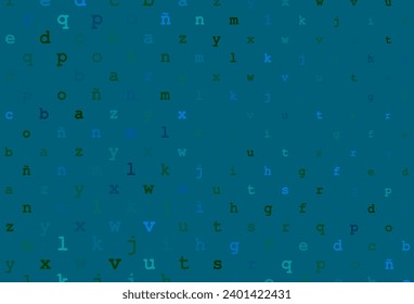 Dark blue, green vector layout with latin alphabet. Shining illustration with ABC symbols on abstract template. Template can be used as a background for ads of typography.