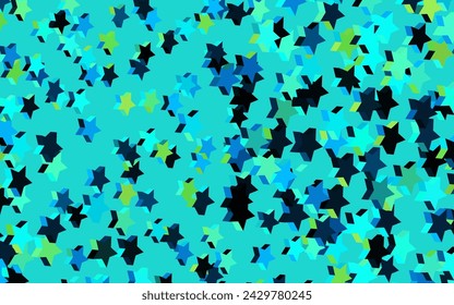 Dark Blue, Green vector layout with bright stars. Glitter abstract illustration with colored stars. Template for cosmic backgrounds.