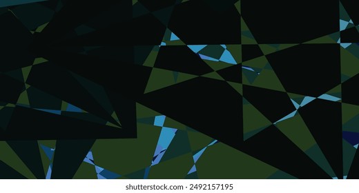 Azul oscuro, diseño de Vector verde con formas triangulares. Formas triangulares con degradado colorido en estilo abstracto. Plantilla para anuncios.