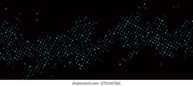 Azul oscuro, diseño de Vector verde con Elementos de tarjetas. Gradiente colorido con signos de corazones, picas, palos, diamantes. Diseño para anuncio, cartel, Anuncio de Sitios web de juego.
