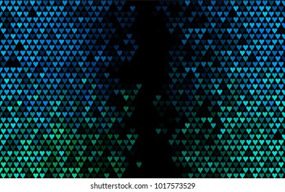 Dark Blue, Green vector lovely background with hearts. Valentines greeting card with cute hearts. Abstract pattern for your design, website, ad.