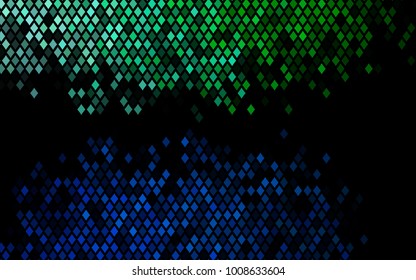 Dark Blue, Green vector low poly background. A sample with a polygonal design. Illustration in polygonal style with repeating squares