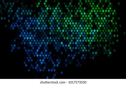 Dark Blue, Green vector low poly background. A sample with a polygonal design. Illustration in polygonal style with repeating squares