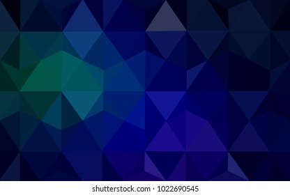 Dark Blue, Green vector Low poly crystal background. Polygon design pattern. Low poly illustration, low polygon background.