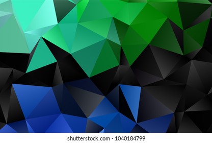 Dark Blue, Green vector low poly background. A vague abstract illustration with gradient. A new texture for your design.