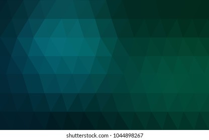 Dark Blue, Green vector Low poly crystal background. Polygon design pattern. Low poly illustration, low polygon background.