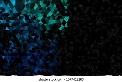 Dark Blue, Green vector low poly pattern. Triangular geometric sample with gradient.  The elegant pattern can be used as part of a brand book.