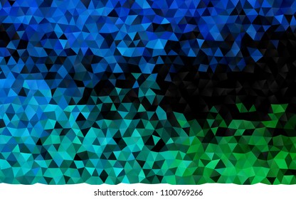 Dark Blue, Green vector low poly pattern. Creative illustration in halftone style with gradient. The elegant pattern can be used as part of a brand book.