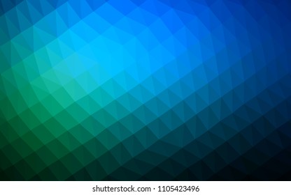 Dark Blue, Green vector low poly texture. Shining illustration, which consist of triangles. The completely new template can be used for your brand book.