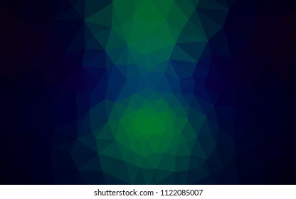Dark Blue, Green vector low poly layout. Elegant bright polygonal illustration with gradient. Best triangular design for your business.