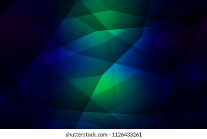 Dark Blue, Green vector low poly cover. Creative geometric illustration in Origami style with gradient. Completely new template for your banner.