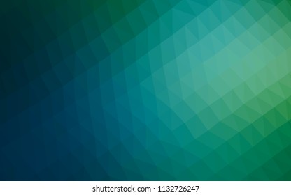 Dark Blue, Green vector low poly cover. Modern geometrical abstract illustration with gradient. Triangular pattern for your business design.