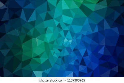 Dark Blue, Green vector low poly texture. Shining polygonal illustration, which consist of triangles. Brand new style for your business design.