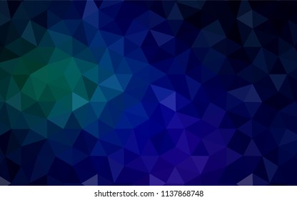 Dark Blue, Green vector low poly texture. A completely new color illustration in a polygonal style. Best triangular design for your business.