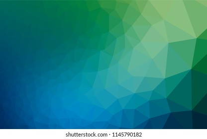 Dark Blue, Green vector low poly layout. Brand new colored illustration in blurry style with gradient. Brand new style for your business design.