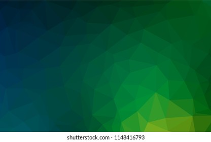 Dark Blue, Green vector low poly cover. Modern geometrical abstract illustration with gradient. A completely new design for your business.