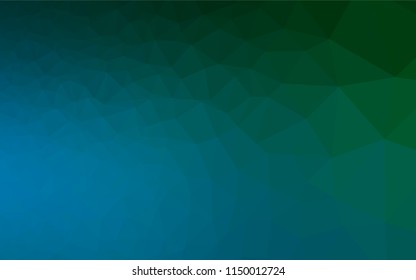 Dark Blue, Green vector low poly texture. Colorful abstract illustration with gradient. Triangular pattern for your business design.