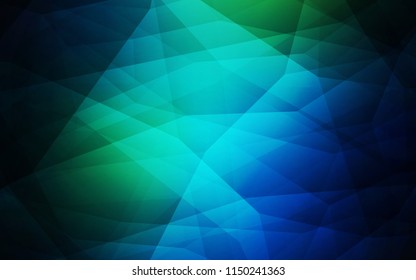 Dark Blue, Green vector low poly cover. Shining colorful illustration with triangles. A new texture for your web site.