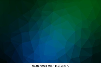 Dark Blue, Green vector low poly cover. Creative geometric illustration in Origami style with gradient. The completely new template can be used for your brand book.