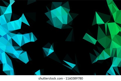 Dark Blue, Green vector low poly cover. A sample with polygonal shapes. The best triangular design for your business.